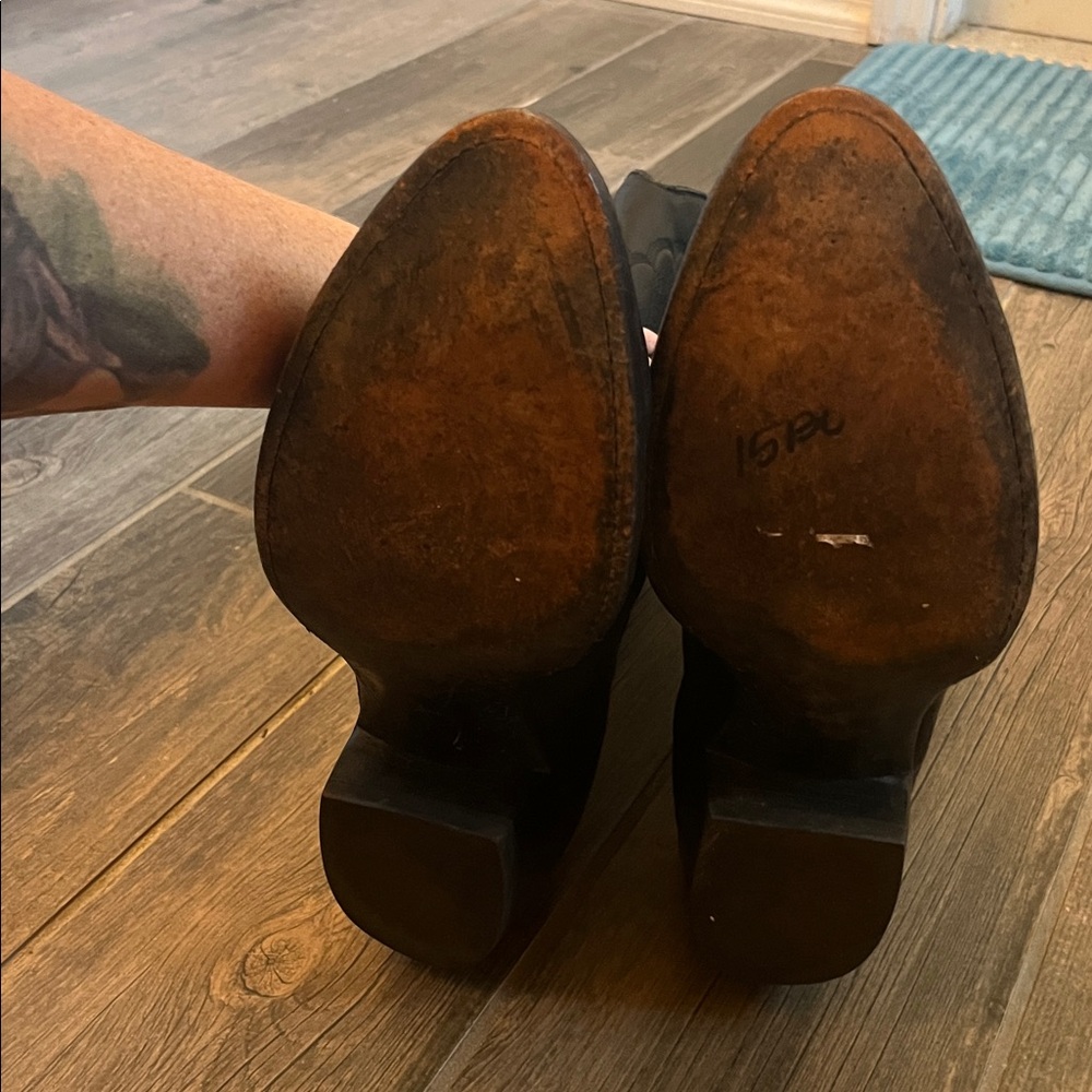 VINTAGE LARRY MAHAN Leather Cowboy Boots 11 D - Picture 7 of 15